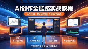 AI创作全链路实战教程|万字手册·提示词拆解·9节工作流课,打造稳定高质量AI视频作品-副业网创