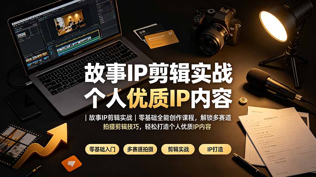 故事IP剪辑实战｜零基础全能创作课程，解锁多赛道拍摄剪辑技巧，轻松打造个人优质IP内容-副业网创