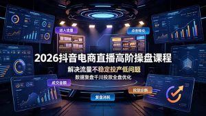 2026抖音电商直播高阶操盘课程，解决流量不稳定投产低问题，数据复盘千川投放全盘优化-副业网创