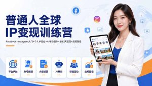 普通人全球IP变现训练营：Facebook×Instagram入门×个人IP定位×AI辅助创作×前30天运营×变现路径-副业网创