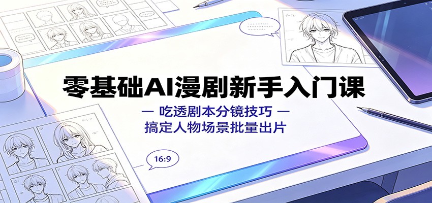 零基础AI漫剧新手入门课:吃透剧本分镜技巧,搞定人物场景批量出片-副业网创