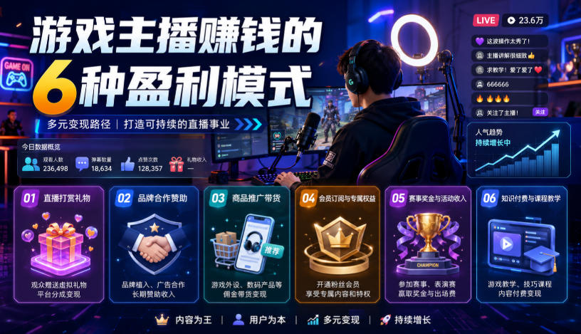 付费文章：游戏主播賺钱的6种盈利模式-副业网创