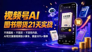 繁花视频号AI图书带货21天实战:不用露脸×不囤货×不发愁内容,AI写文案做视频挂小黄车,佣金50%+爆单-副业网创