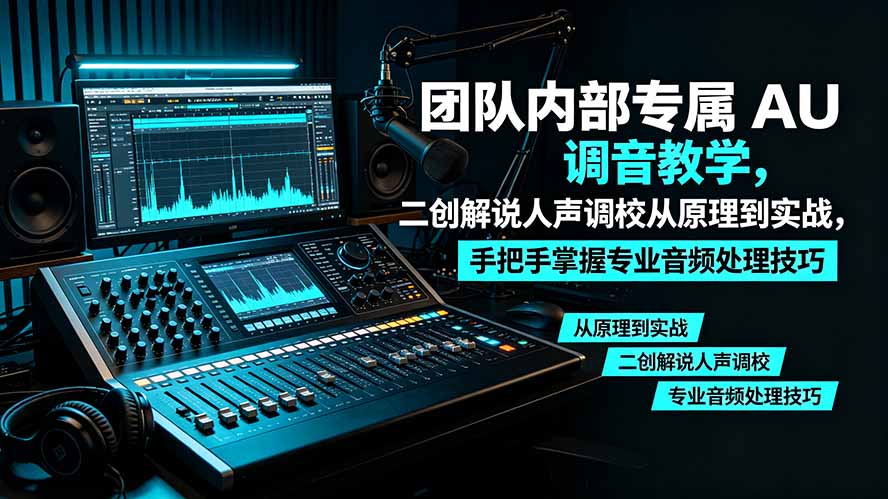 某大佬团队内部专属 AU 调音教学，二创解说人声调校从原理到实战，手把手掌握专业音频处理技巧-副业网创