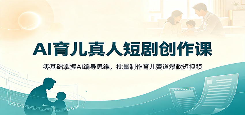 AI育儿真人短剧创作课：零基础掌握AI编导思维，批量制作育儿赛道爆款短视频-副业网创