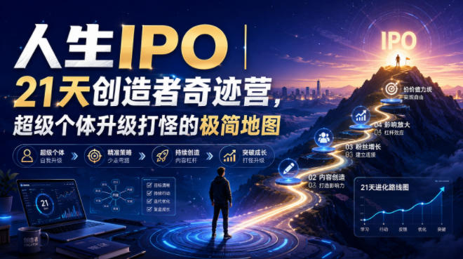 人生IPO︱21天创造者奇迹营，​超级个体升级打怪的极简地图-副业网创