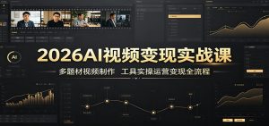 2026AI视频变现实战课：多题材视频制作，工具实操运营变现全流程-副业网创