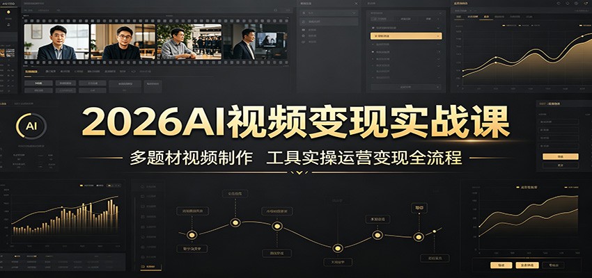 2026AI视频变现实战课：多题材视频制作，工具实操运营变现全流程-副业网创