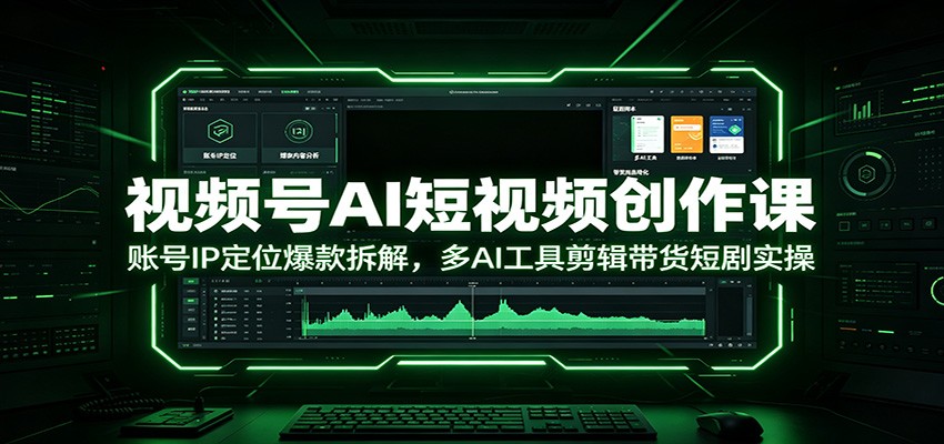 视频号AI短视频创作课：账号IP定位爆款拆解，多AI工具剪辑带货短剧实操-副业网创