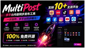 一键发布内容到 10+ 社交媒体平台！支持视频/图片内容，一次编辑全网-副业网创