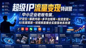 超级IP流量变现特训营｜中小企业老板专属，IP定位+爆款内容+多平台矩阵+投流变现+AI批量赋能+短视频直播全实操落地系统课-副业网创