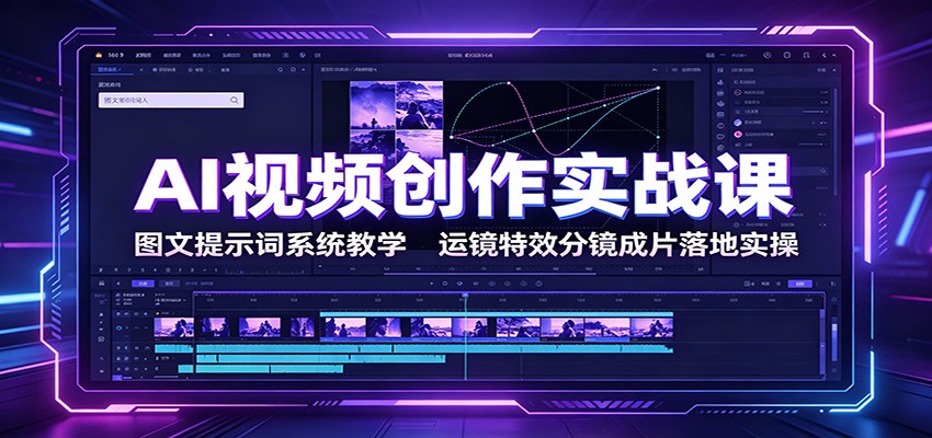 AI视频创作实战课：图文提示词系统教学，运镜特效分镜成片落地实操-副业网创