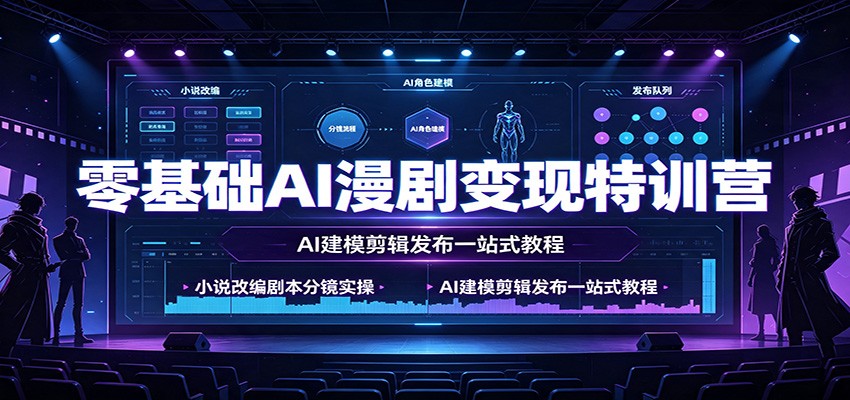 零基础AI漫剧变现特训营：小说改编剧本分镜实操，AI建模剪辑发布一站式教程-副业网创