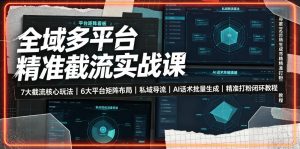 全域多平台精准截流实战课|7大截流核心玩法、6大平台矩阵布局、私域导流、AI话术批量生成、精准打粉闭环教程-副业网创