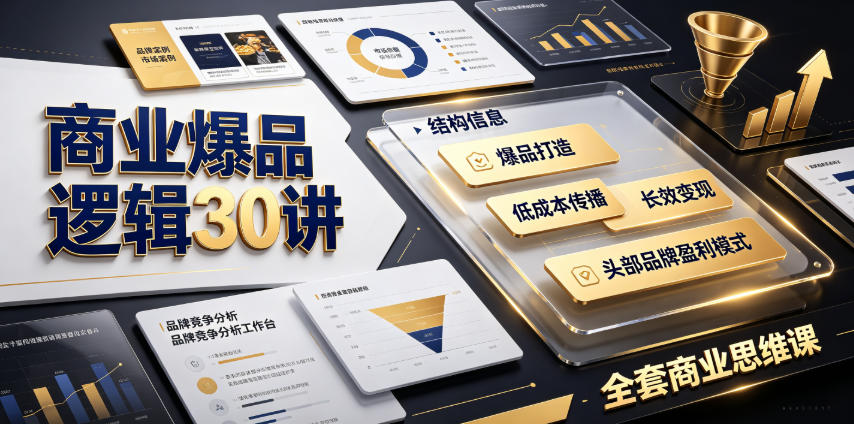 商业爆品逻辑30讲｜拆解各行各业头部品牌盈利模式，吃透爆品打造、低成本传播、长效变现全套商业思维课-副业网创