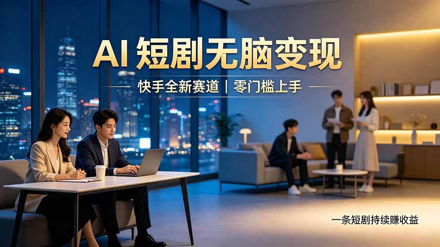 别乱找副业了，快手 AI 短剧零门槛长久被动增收-副业网创