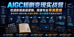 AIGC短剧变现实战营|吃透影视底层逻辑,搭建专业导演思维,剧本创作+视听分镜+AI成片剪辑+去AI质感全链路变现教学-副业网创