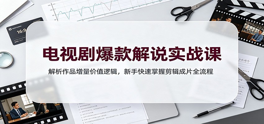 电视剧爆款解说实战课:解析作品增量价值逻辑,新手快速掌握剪辑成片全流程-副业网创