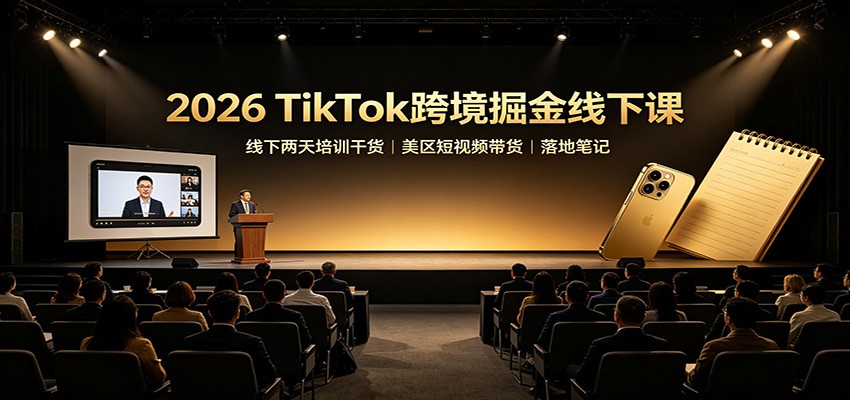 2026 TikTok跨境掘金线下课：线下两天培训干货，美区短视频带货落地笔记-副业网创