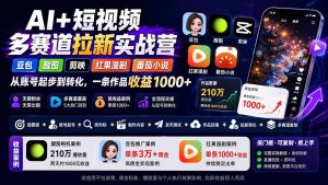 AI+短视频多赛道拉新实战营:豆包+醒图+剪映+红果漫剧+番茄小说,从账号起步到转化,一条作品收益1000+-副业网创
