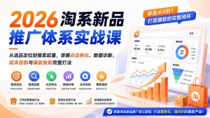 2026淘系新品推广体系实战课：从选品定位到搜索起量，掌握点击转化、数据诊断、成本控制与爆款复制完整打法-副业网创