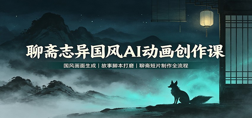 聊斋志异国风AI动画创作课:国风画面生成,故事脚本打磨,聊斋短片制作全流程-副业网创