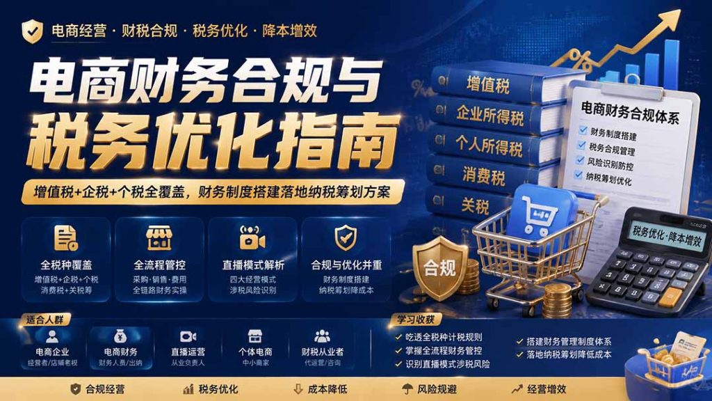 电商财务合规与税务优化指南:增值税+企税+个税全覆盖,财务制度搭建落地纳税筹划方案-副业网创