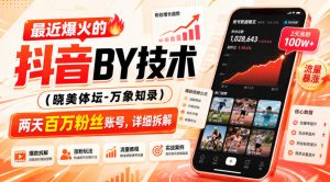 最近爆火的抖音搬运技术(晓美体坛-万象知录)，两天百万粉丝账号，详细拆解-副业网创
