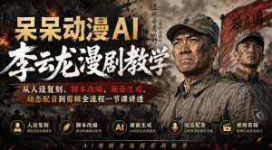 呆呆动漫AI李云龙漫剧教学,从人设复刻、脚本改编、画面生成、动态配音到剪辑全流程一节课讲透-副业网创