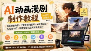 AI动画漫剧制作教程｜选题剧情构思·分镜提示词撰写·AI绘图配音·2D动画制作·剪映实操完成完整漫剧成片-副业网创