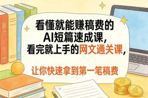 看懂就能賺稿费的AI短篇速成课,看完就上手的网文通关课,让你快速拿到第一笔稿费(更新8月)-副业网创