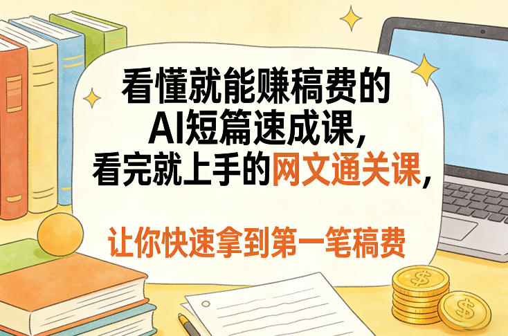 看懂就能賺稿费的AI短篇速成课，看完就上手的网文通关课，让你快速拿到第一笔稿费(更新8月)-副业网创