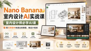 Nano Banana室内设计AI实战课,室内设计师必学AI课,用无限画布快速出效果图、做设计视频-副业网创