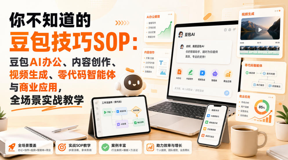 你不知道的豆包技巧SOP：豆包AI办公、内容创作、视频生成、零代码智能体与商业应用，全场景实战教学-副业网创