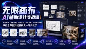 无限画布AI辅助设计实战课｜画布操作、线稿出图、白模渲染、毛坯出图、AI改图全流程，从概念草图到成品视觉一站式教学-副业网创
