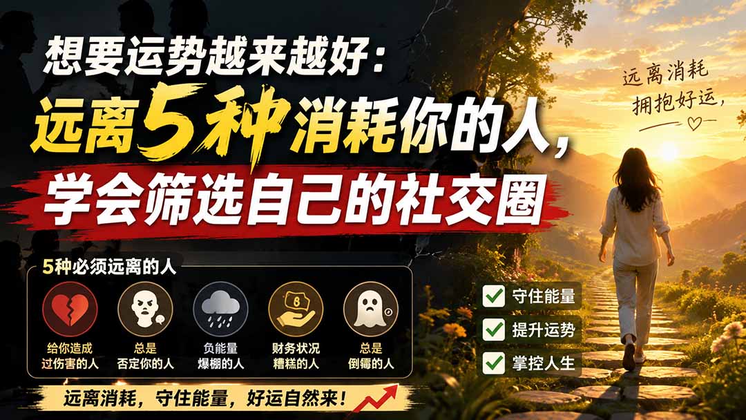 付费文章:想要运势越来越好:远离5种消耗你的人,学会筛选自己的社交圈-副业网创