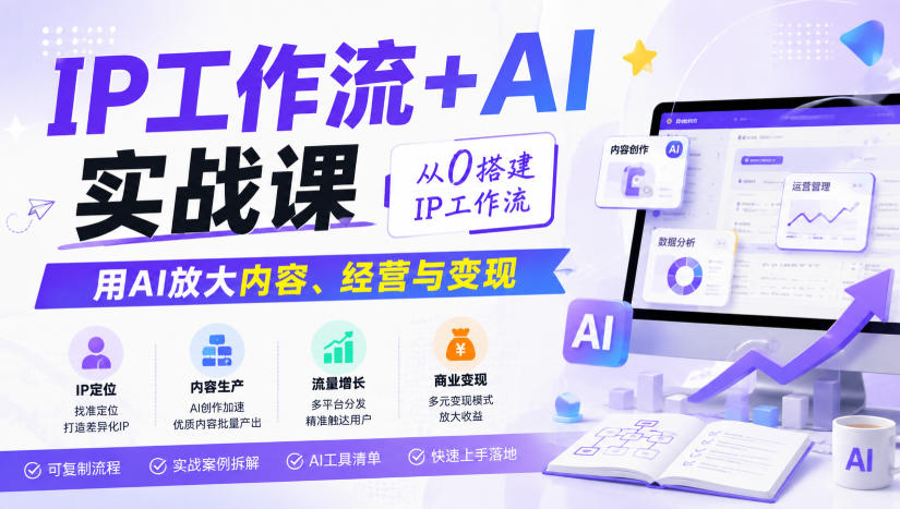 IP工作流+AI实战课，从0搭建IP工作流，用AI放大内容、经营与变现-副业网创