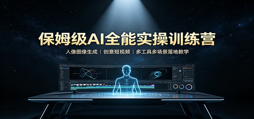 保姆级AI全能实操训练营:人像图像生成,创意短视频,多工具多场景落地教学-副业网创