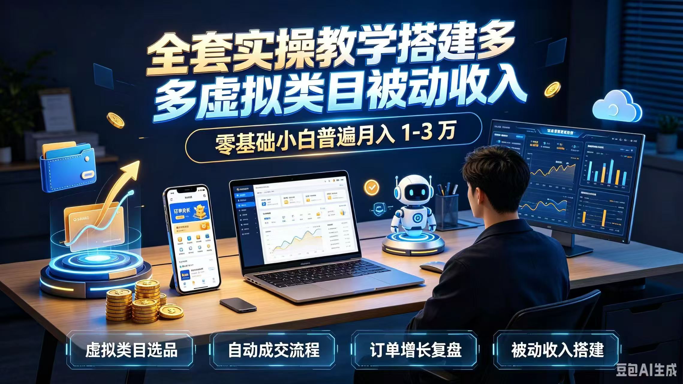 全套实操教学搭建多多虚拟类目被动收入，零基础小白普遍月入 1-3 万-副业网创