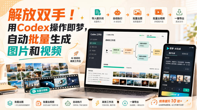 解放双手！用Codex操作即梦，自动批量生成图片和视频-副业网创