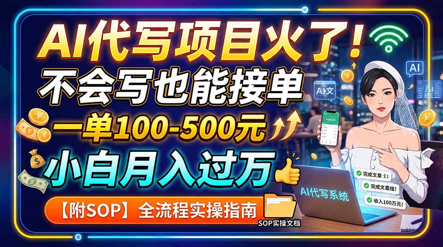 AI代写项目火了！不会写也能接单，一单100-500元，小白月入过万【附SOP】-副业网创