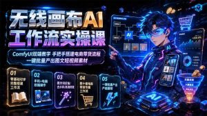 无线画布AI工作流实操课｜ComfyUI双端教学，手把手搭建电商带货流程，一键批量产出图文短视频素材-副业网创