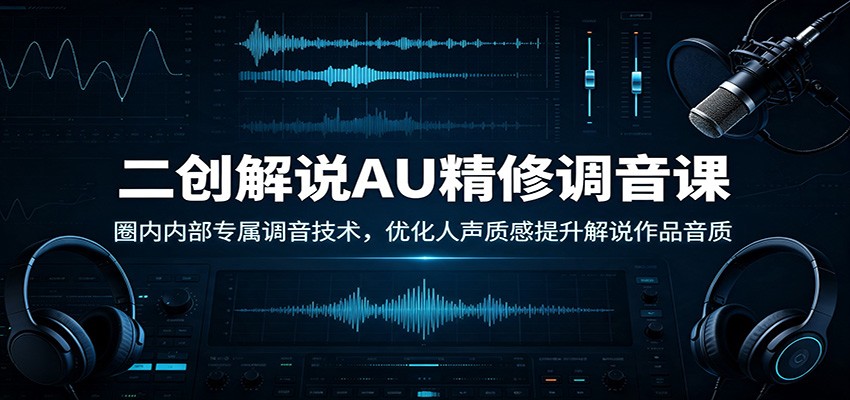 二创解说AU精修调音课：圈内内部专属调音技术，优化人声质感提升解说作品音质-副业网创