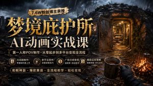 梦境庇护所AI动画实战课:7.6W粉丝博主亲授第一人称POV制作,从零起步到多平台发布变现全流程-副业网创
