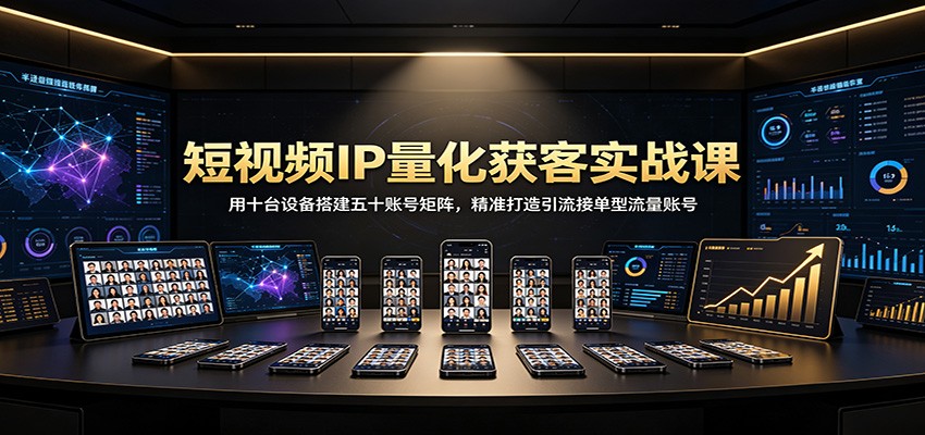 短视频IP量化获客实战课:用十台设备搭建五十账号矩阵,精准打造引流接单型流量账号-副业网创