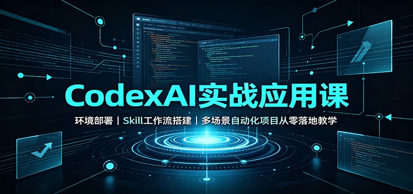 CodexAI实战应用课:环境部署Skill工作流搭建,多场景自动化项目从零落地教学-副业网创
