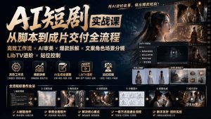 AI短剧实战课:高效工作流×AI审美×爆款拆解×文案角色场景分镜×LibTV进阶×站位控制×从脚本到成片交付全流程-副业网创