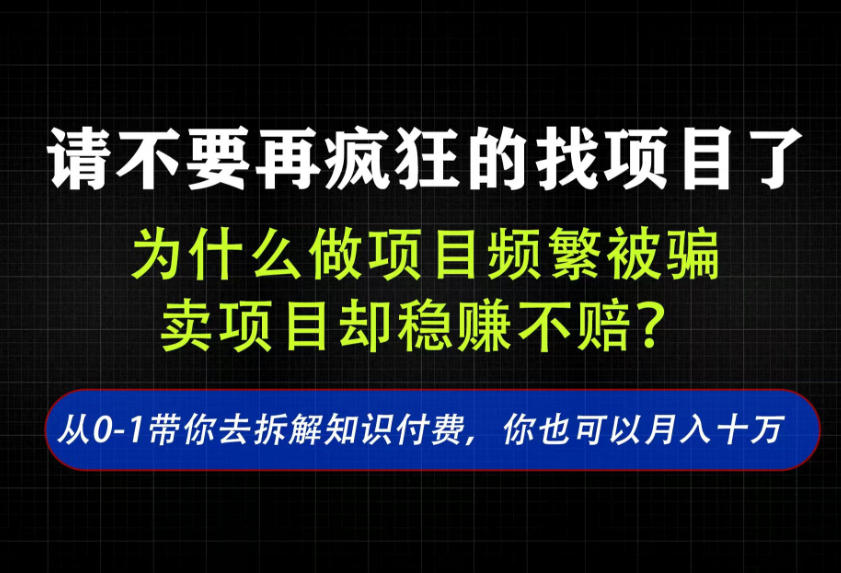 找项目？别傻了！卖项目才是真的一本万利！看完你全都懂了【揭秘】-副业网创