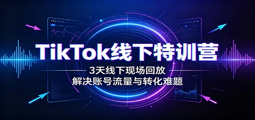 TikTok线下特训营：3天线下现场回放，解决账号流量与转化难题-副业网创