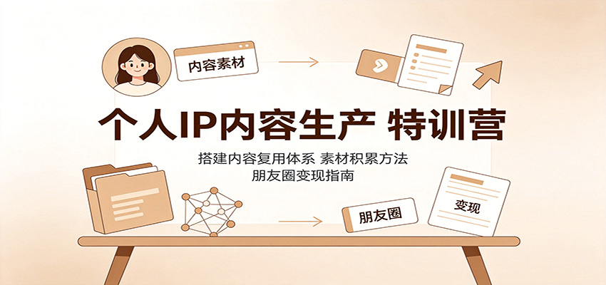 个人IP内容生产特训营：搭建内容复用体系，素材积累方法，朋友圈变现指南-副业网创